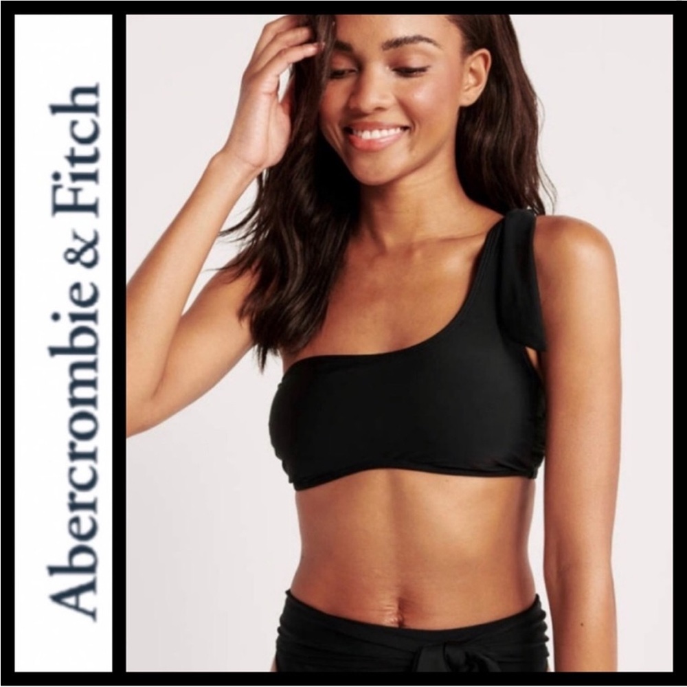 Abercrombie & Fitch Black One-Shoulder Bikini Top